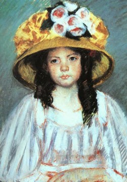 Girl in a Large Hat mothers children Mary Cassatt Oil Paintings